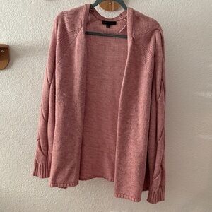 Lane Bryant Mauve Open-Front Cable Sleeve Cardigan